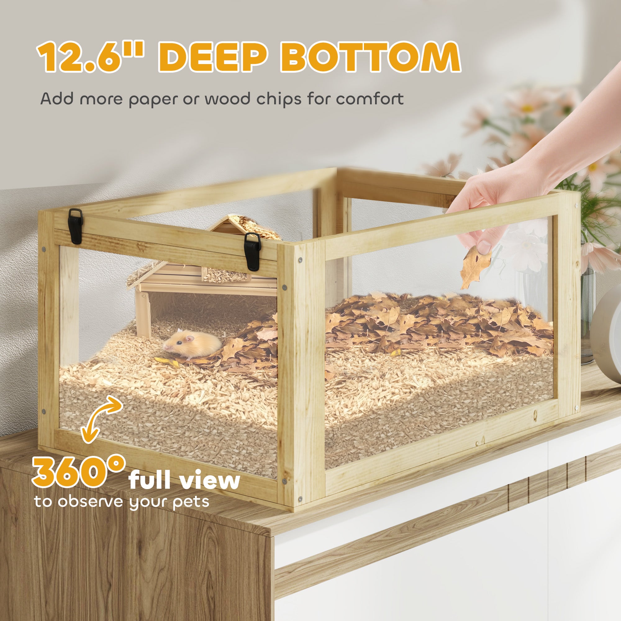 Three-Tier Wooden Hamster Habitat with Accessories