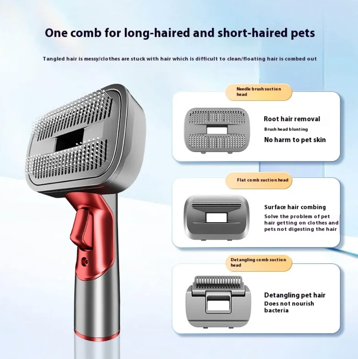Pet Grooming Comb and Suction Head Set