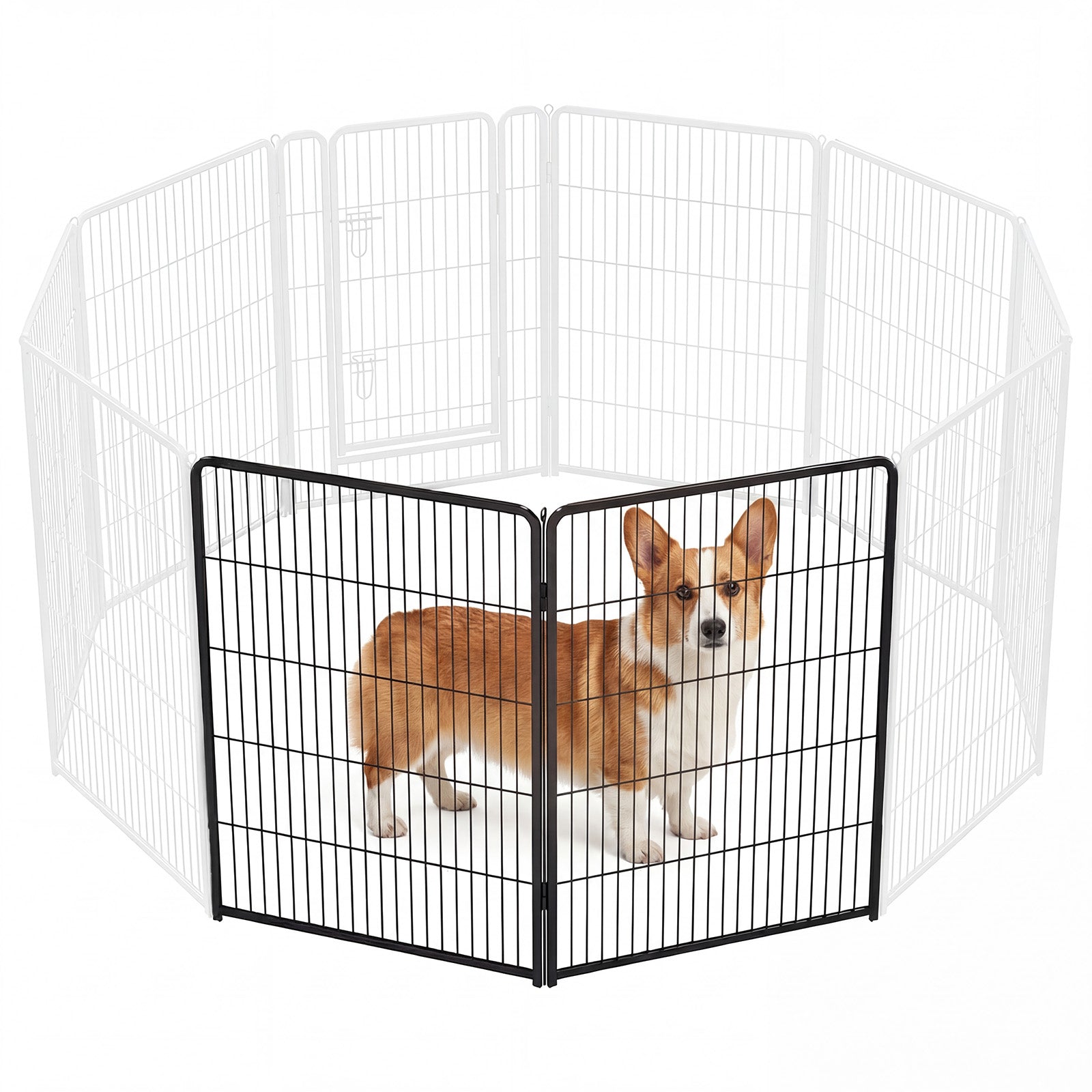 Foldable Steel Pet Enclosure with Door, 24-40 Inch Heights