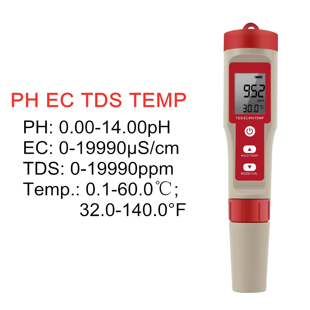 4-in-1 Digital pH EC Meter for Water Testing