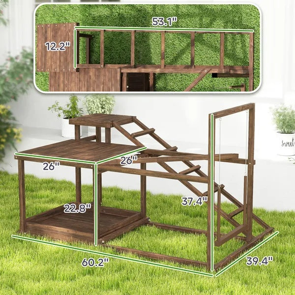Wooden Avian Activity Set with Perch, Swing, Ladder, Platfor