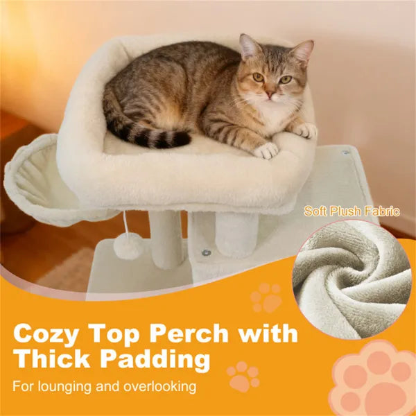 Beige 33.5" Multi-Level Cat Tree with Condo for Felines