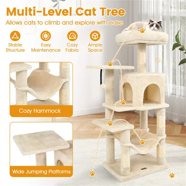 44" Multi-Level Cat Tree, Beige