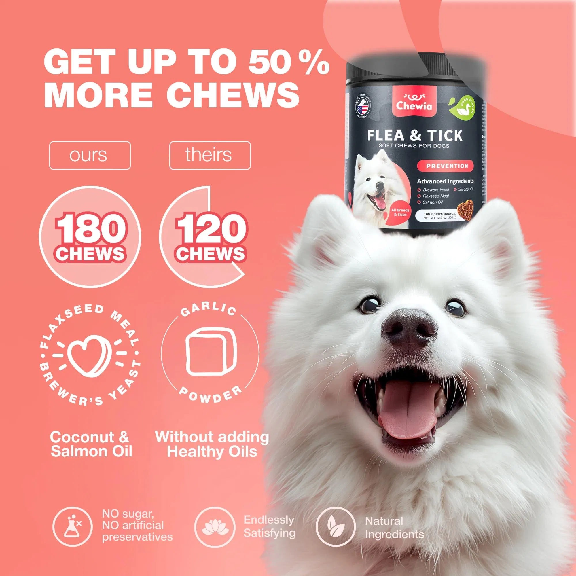 Natural Flea & Tick Prevention Soft Chews for Dogs