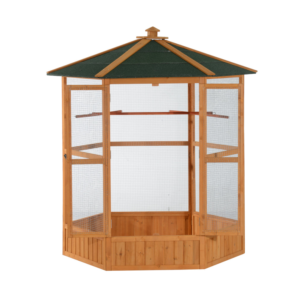 69" Hexagonal Outdoor Aviary Flight Bird Cage with Roof