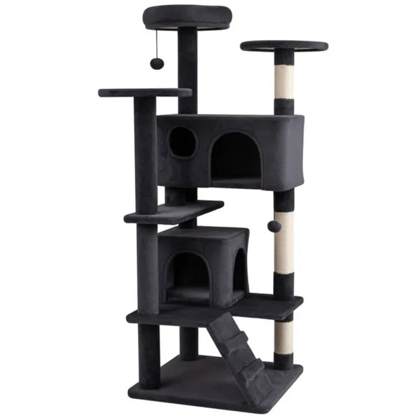 52" Multi-Cat Tree Tower with Perches & Condos (Dark Gray)