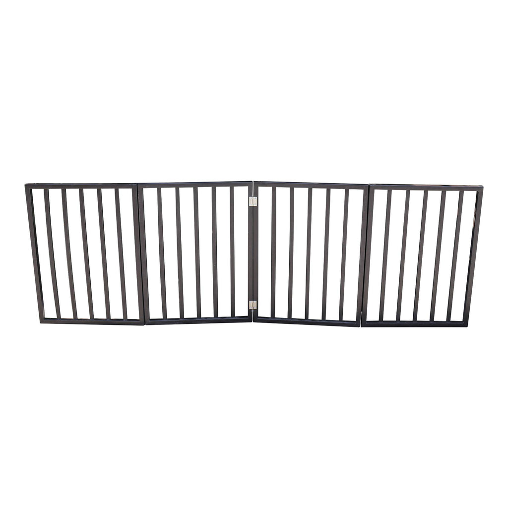 Elegant Folding Pet Gate for Doorways and Stairs, Dark Brown