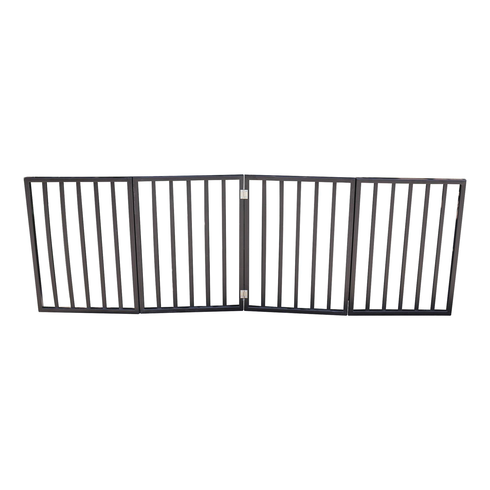 Elegant Folding Pet Gate for Doorways and Stairs, Dark Brown
