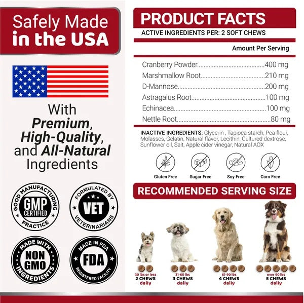 Dog Cranberry Bladder Support Chews, 170 Count