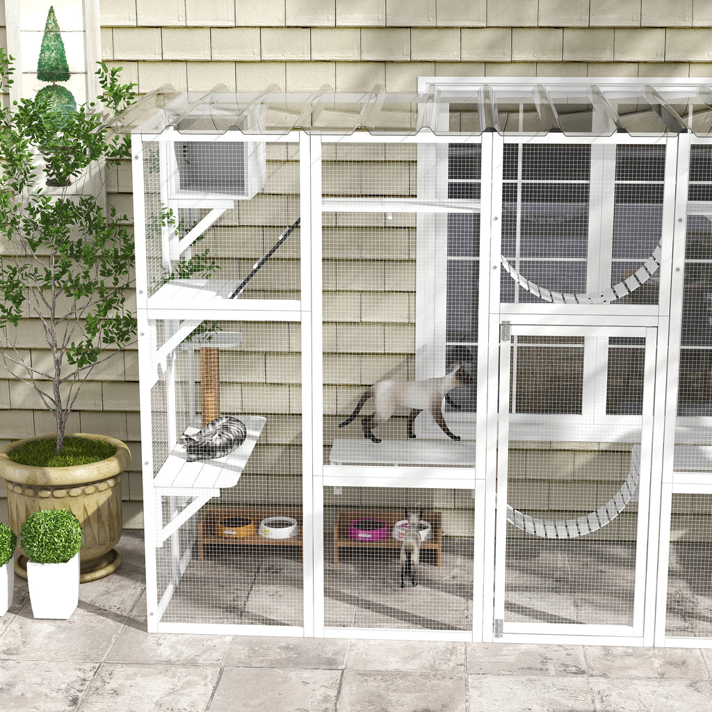 Large Cat Window Enclosure with Shelves, White