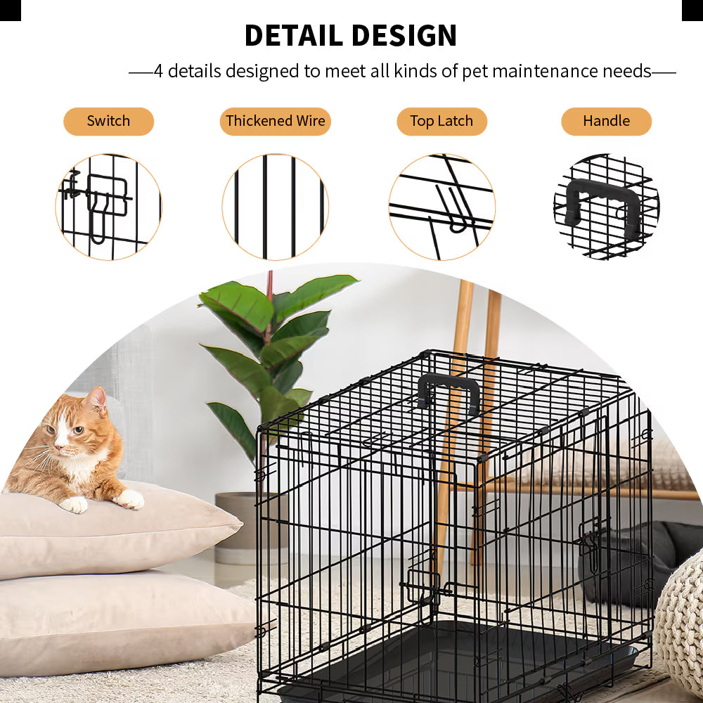 30-inch Black Double Door Pet Crate