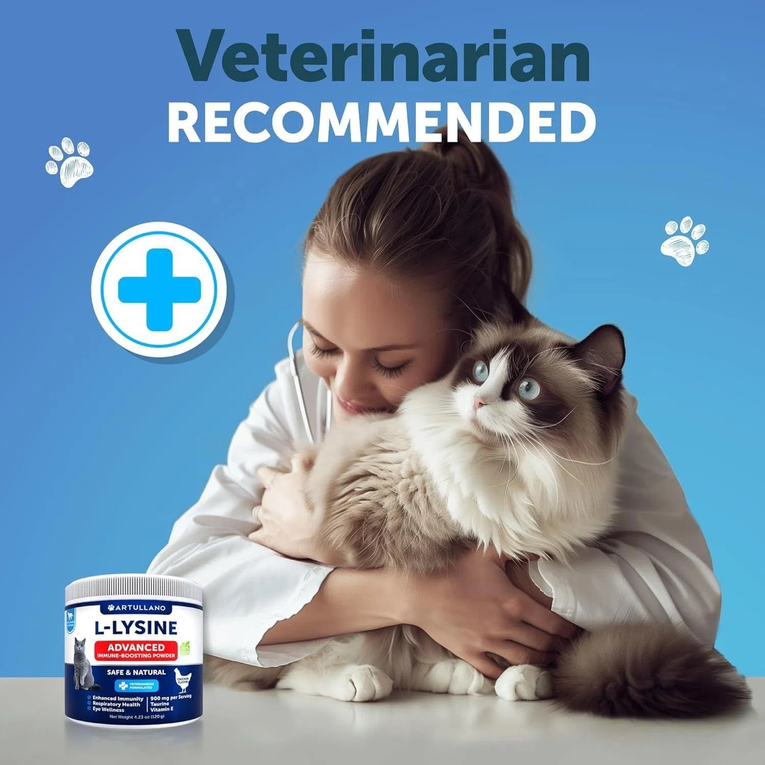 Feline L-Lysine Powder Supplement for Immune Support