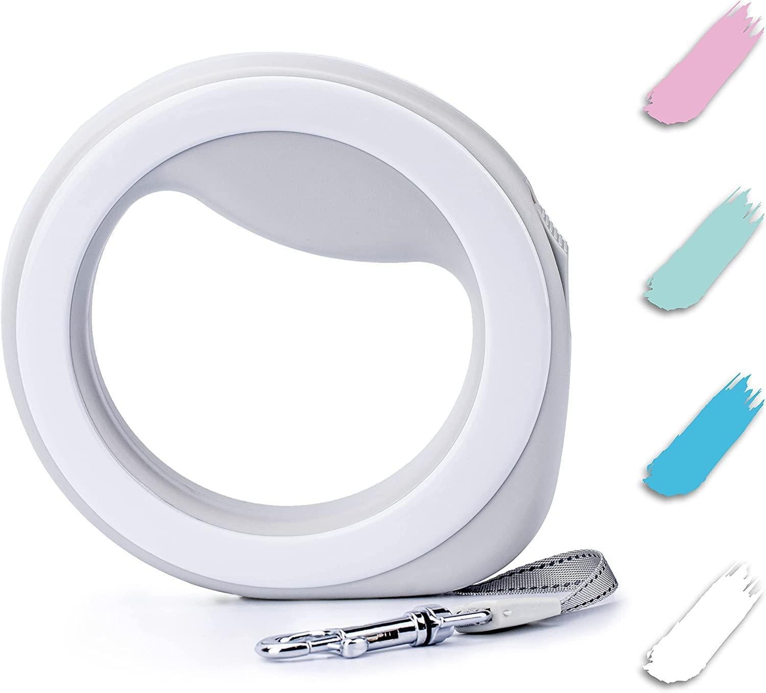 White Hands-Free Retractable Dog Leash, 9.5 Ft