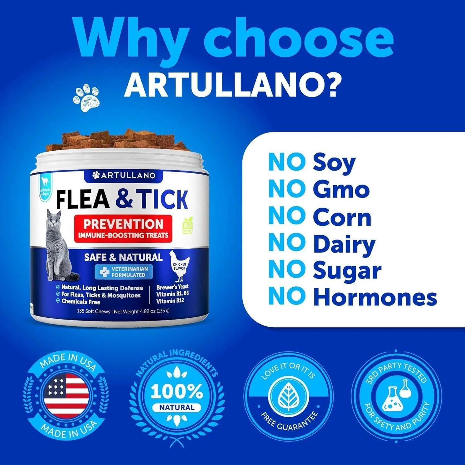 Natural Flea & Tick Prevention for Cats - 135 Chews