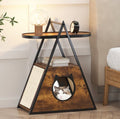 Elegant Black Wood Cat Condo End Table