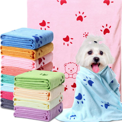 12-Piece Microfiber Pet Drying Towel Set, 19" x 39"