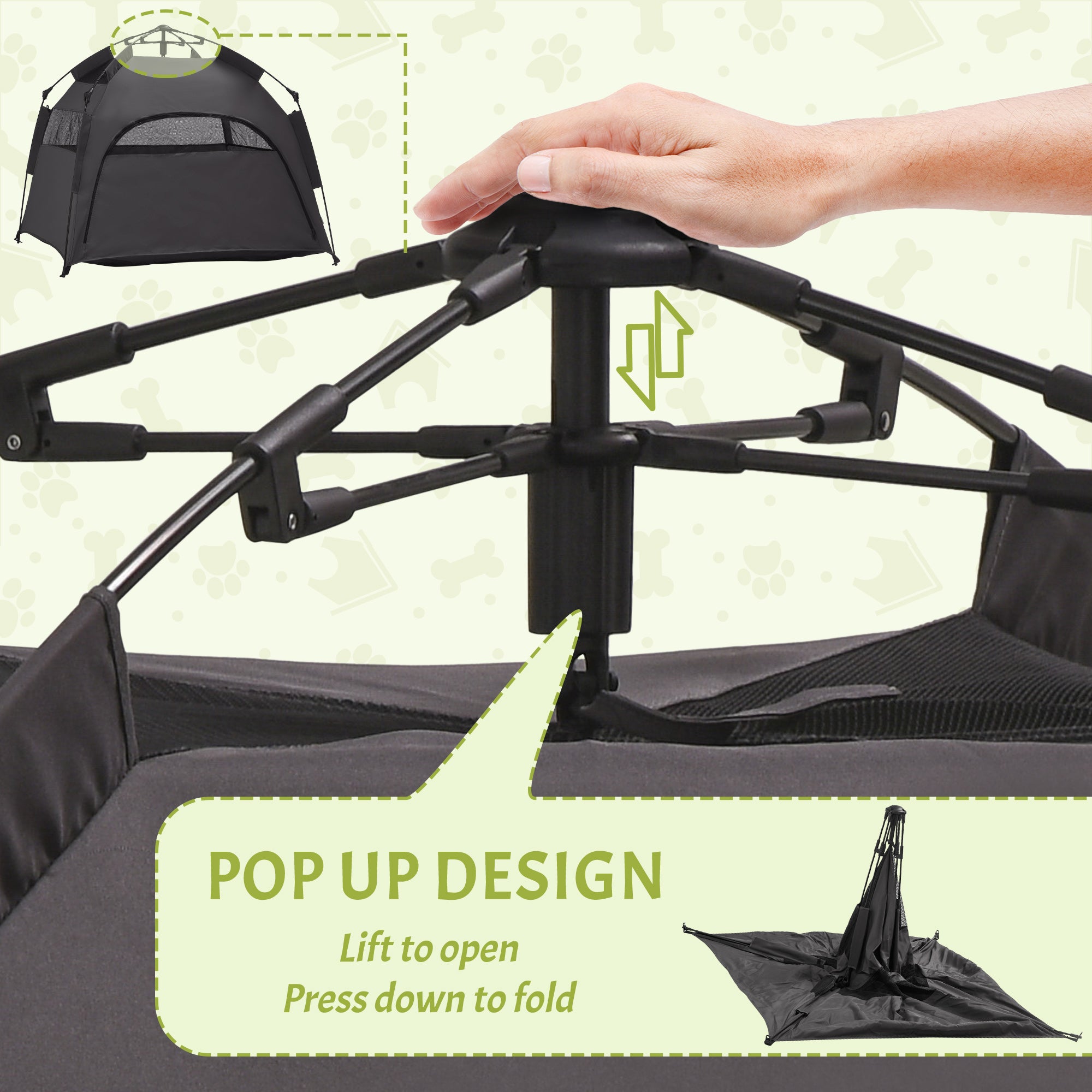 Luxury Pet Tent with Carry Bag, Dark Gray