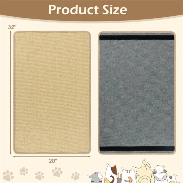 4-Pack 32"x20" Natural Sisal Scratching Mats