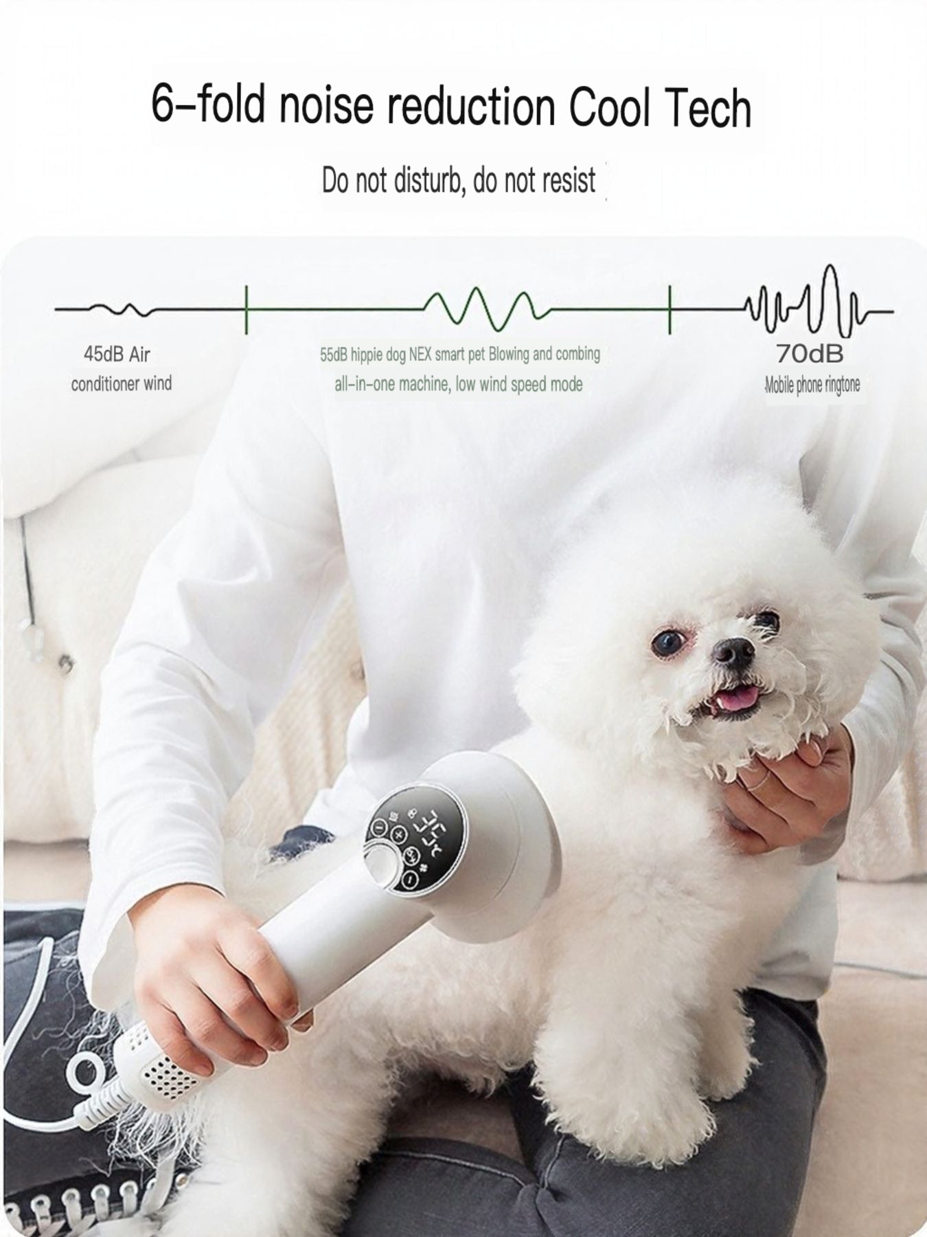 Quiet Pet Grooming Hair Dryer & Comb