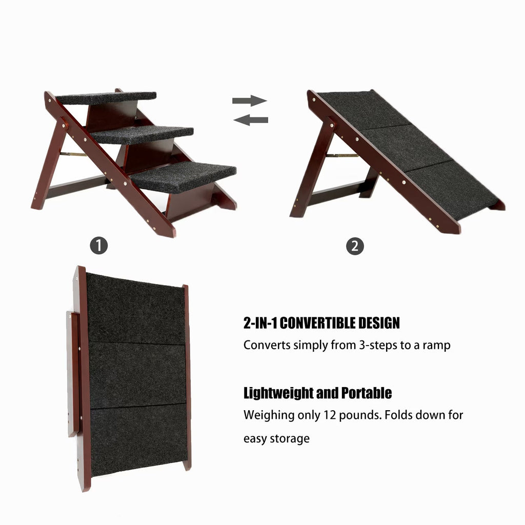Foldable 3-Level Pet Stairs & Ramp, 110 lbs Capacity