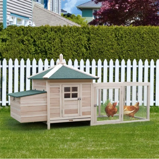 Natural Pine Wood Chicken Coop with Nesting Box