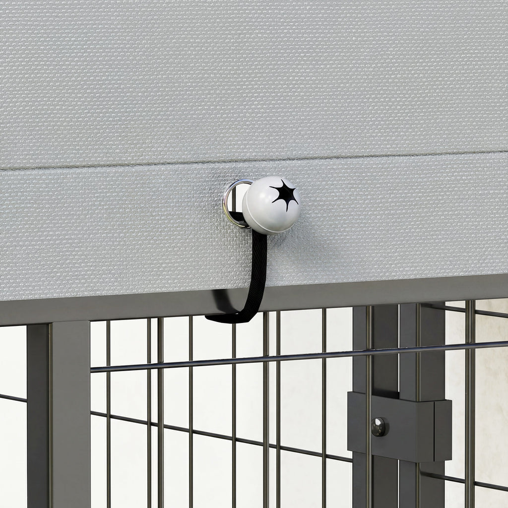 Elite Outdoor Canine Enclosure with Canopy, Silver