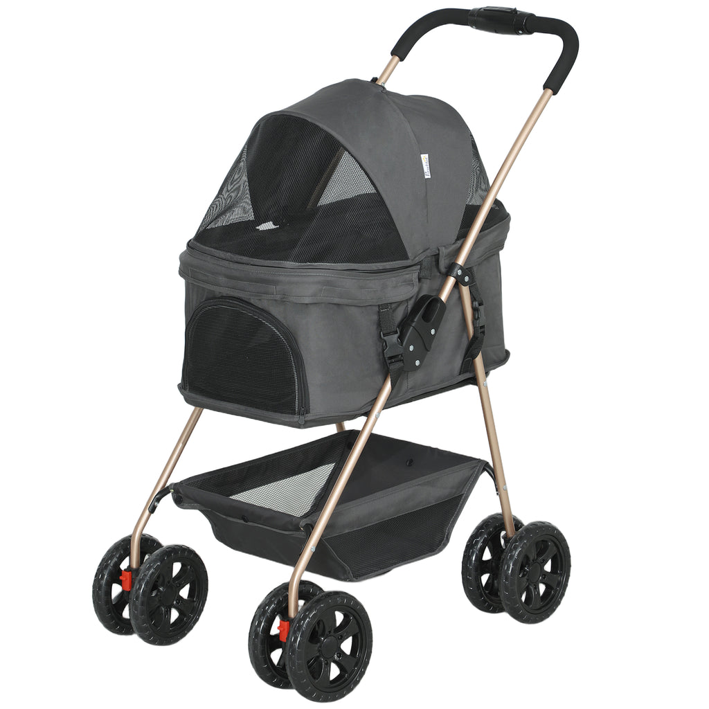 3-in-1 Pet Stroller with Detachable Carrier, Gray