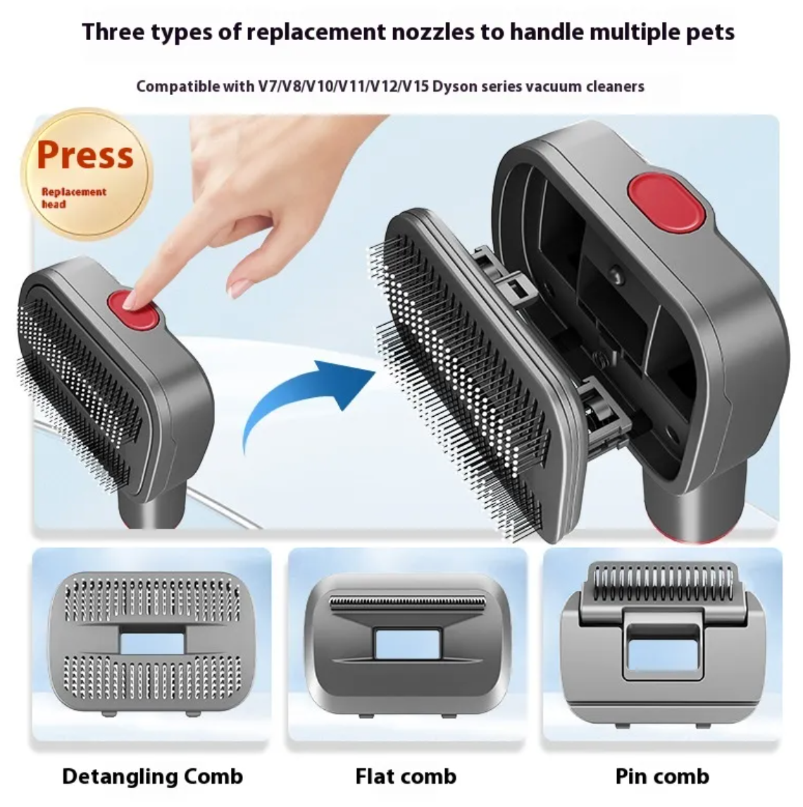 Pet Grooming Comb and Suction Head Set