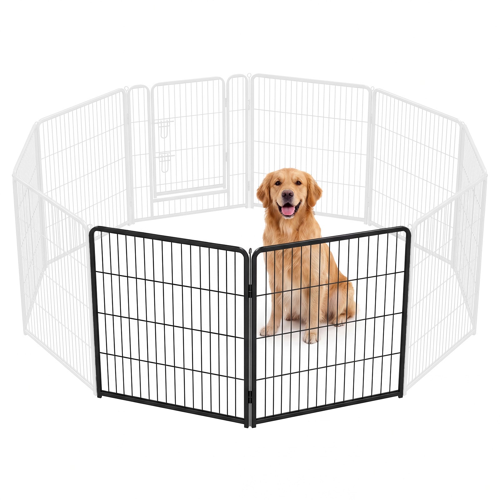 Foldable Steel Pet Enclosure with Door, 24-40 Inch Heights