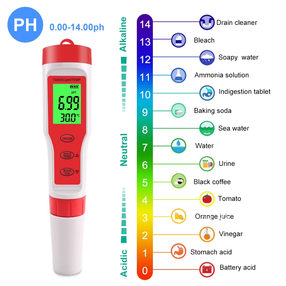 4-in-1 Digital pH EC Meter for Water Testing