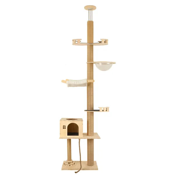 6-Level Floor-to-Ceiling Cat Tree with Capsule