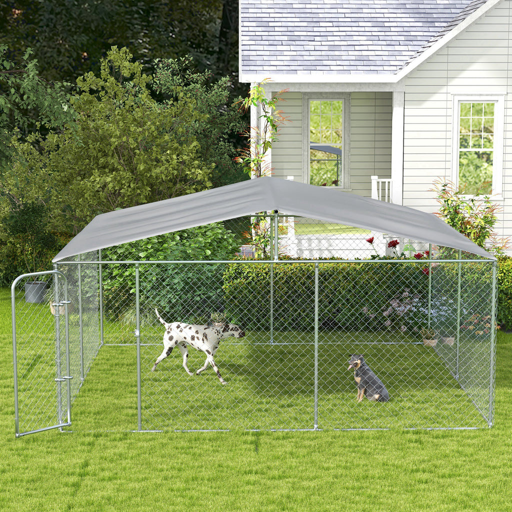 Outdoor Dog Kennel with Cover, 15x15 ft