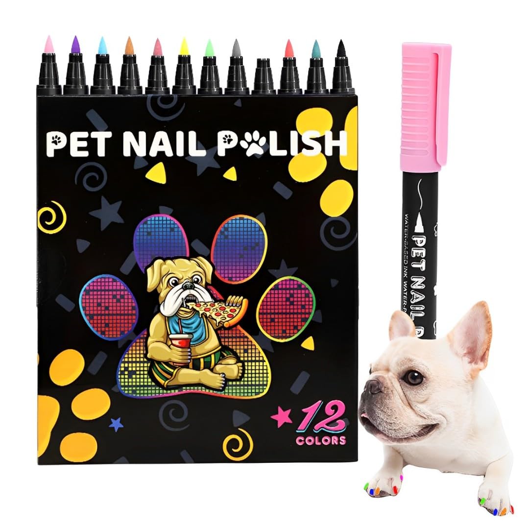 Dog Nail Polish Pens, 12-Color Set