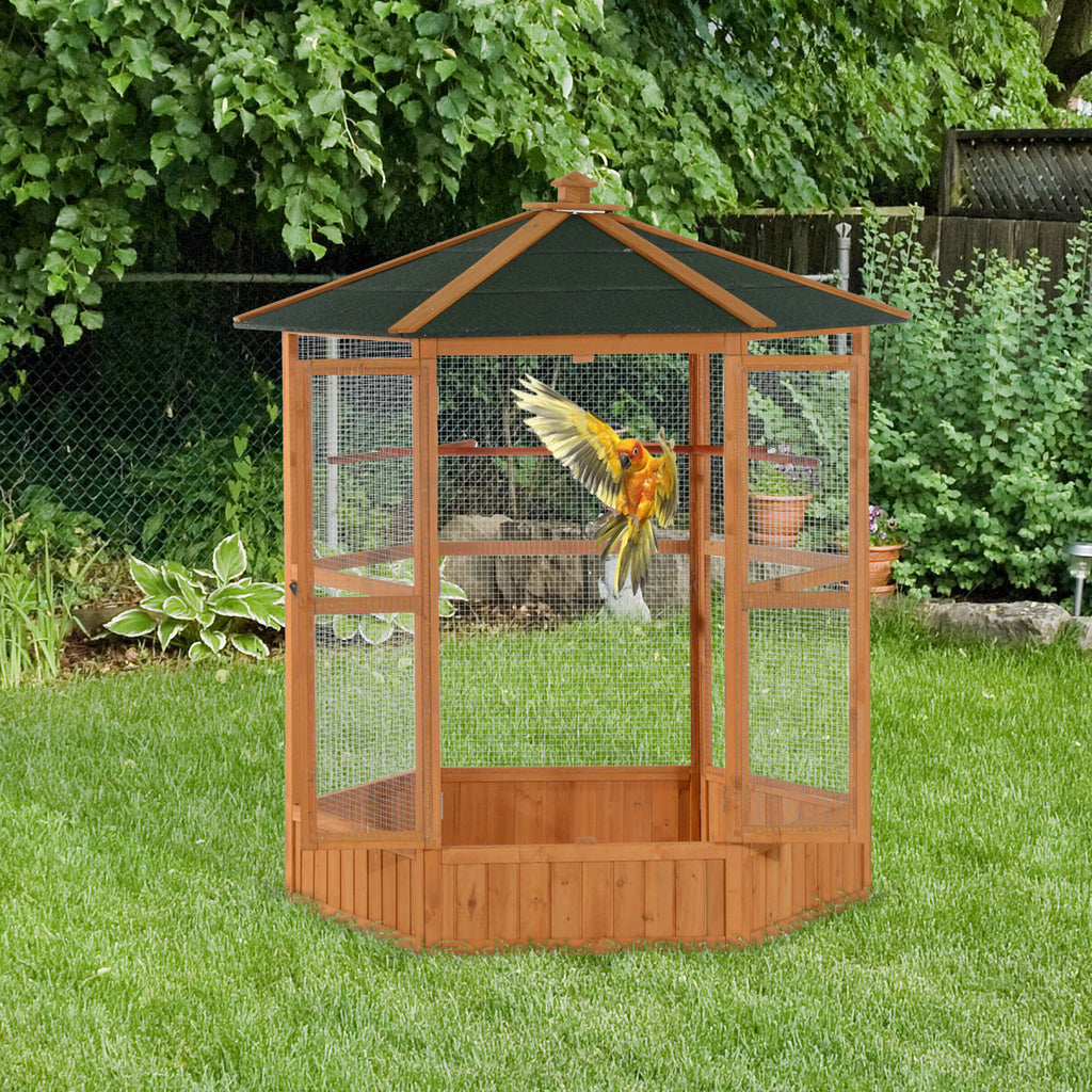 69" Hexagonal Outdoor Aviary Flight Bird Cage with Roof