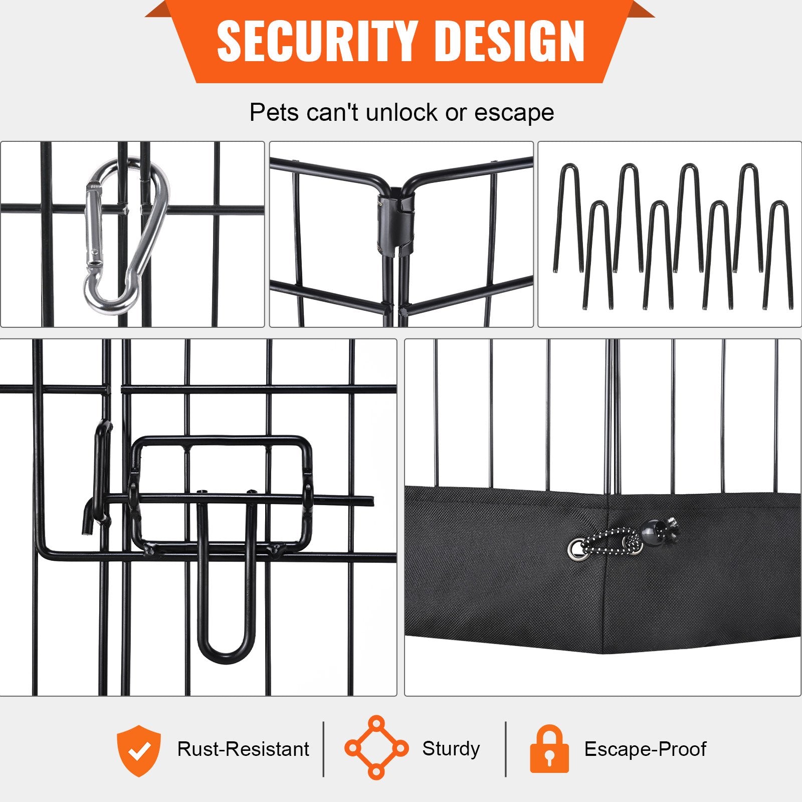 8-Panel Metal Pet Playpen with Ground Stakes, 24" H