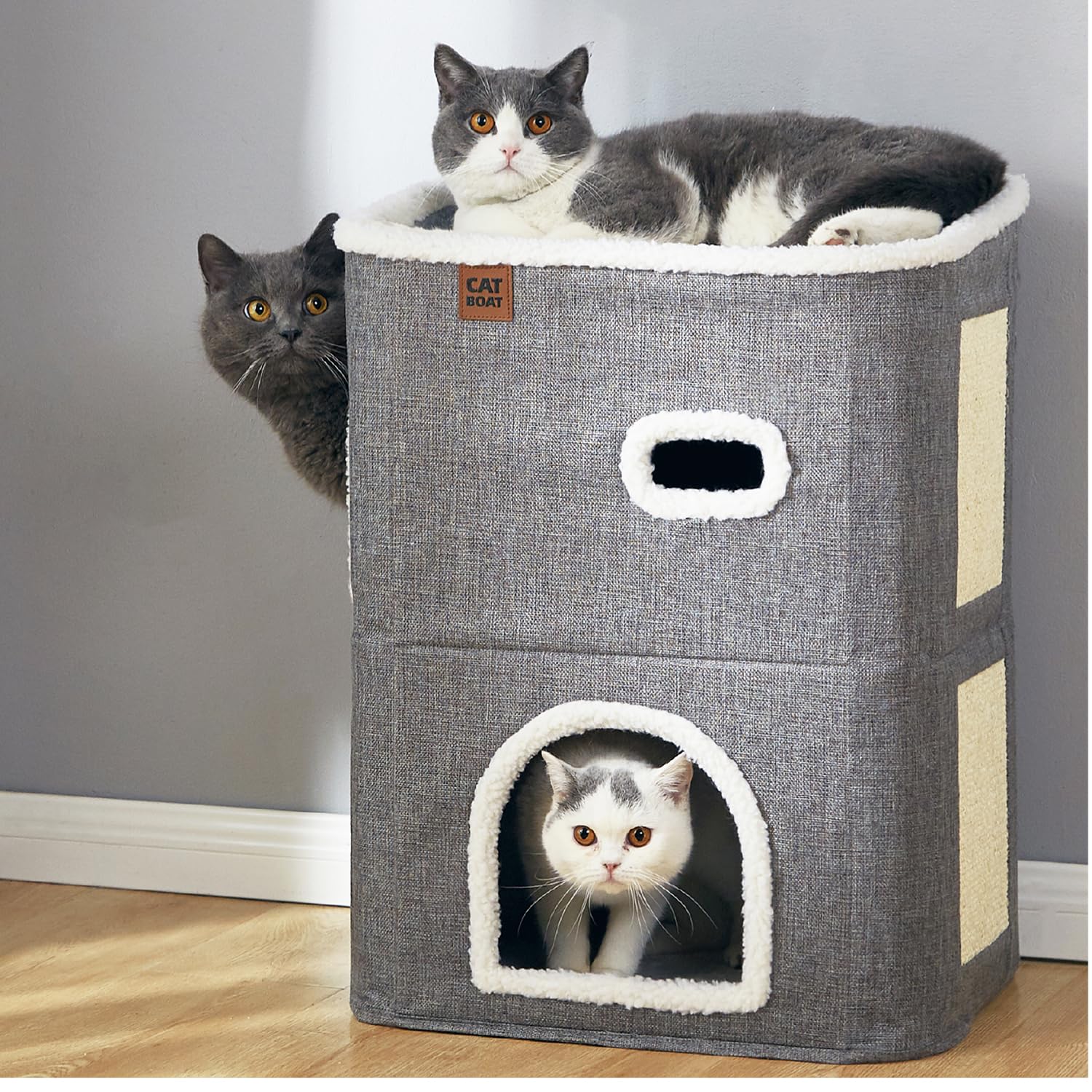 2-Story Cat House with Scratch Pad and Hideaway