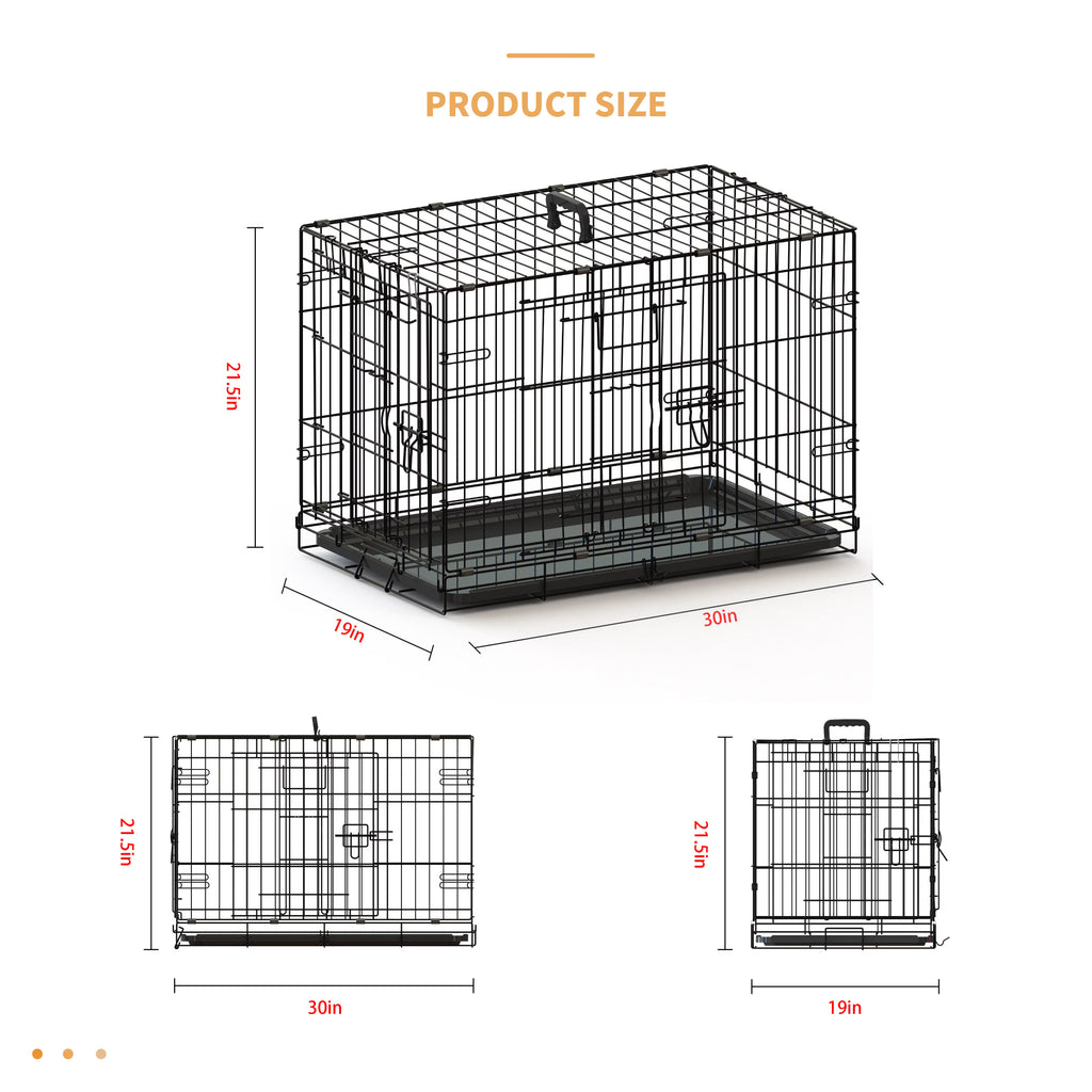 30-inch Black Double Door Pet Crate