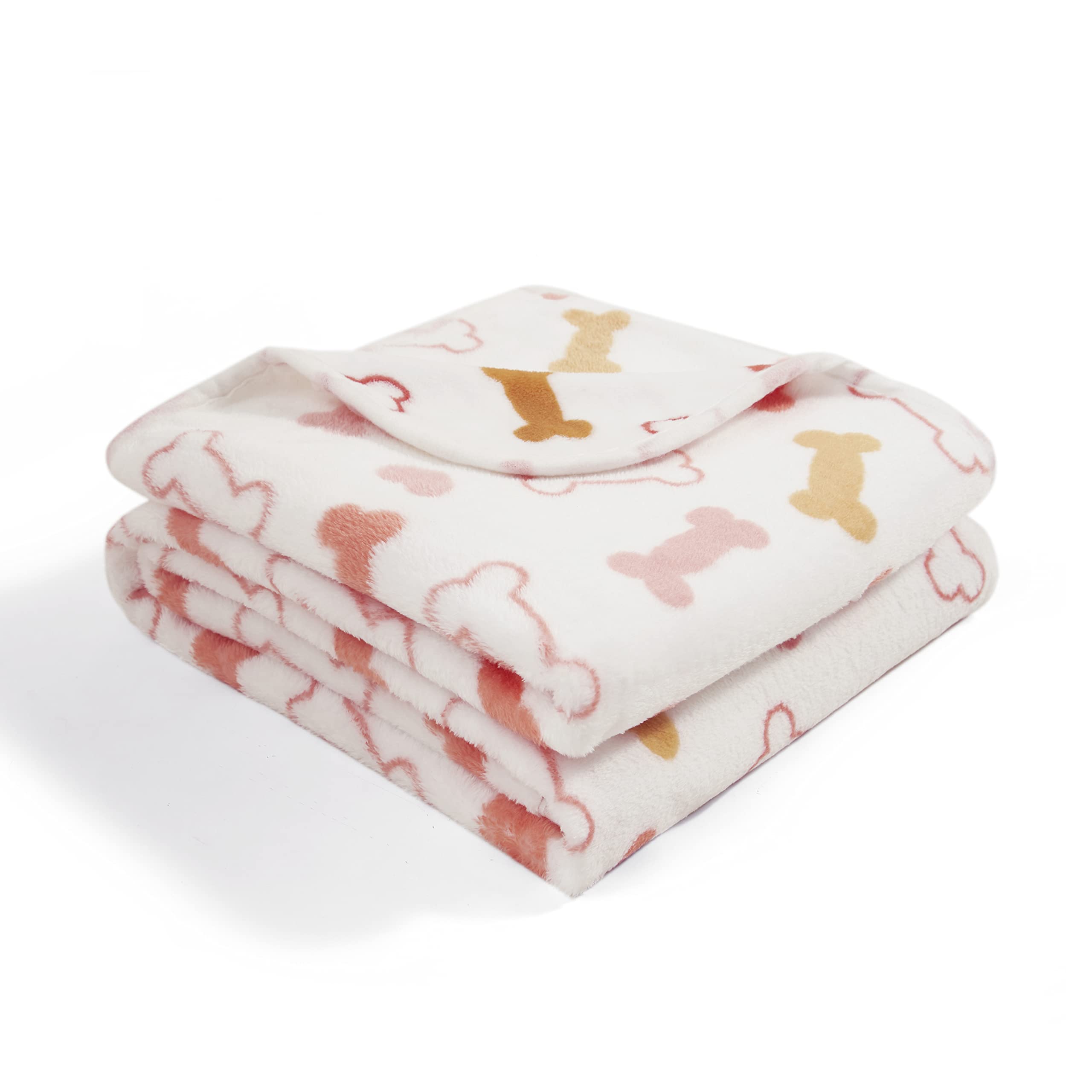 Luxurious Microplush Fleece Pet Blanket, White Bone, 80x64 I