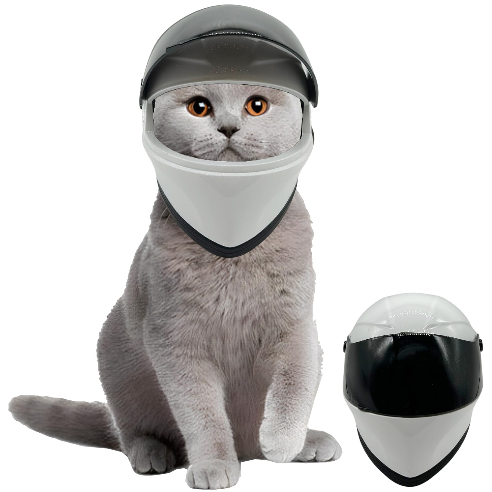 Pet Motorcycle Helmet - Full Face Protection in White