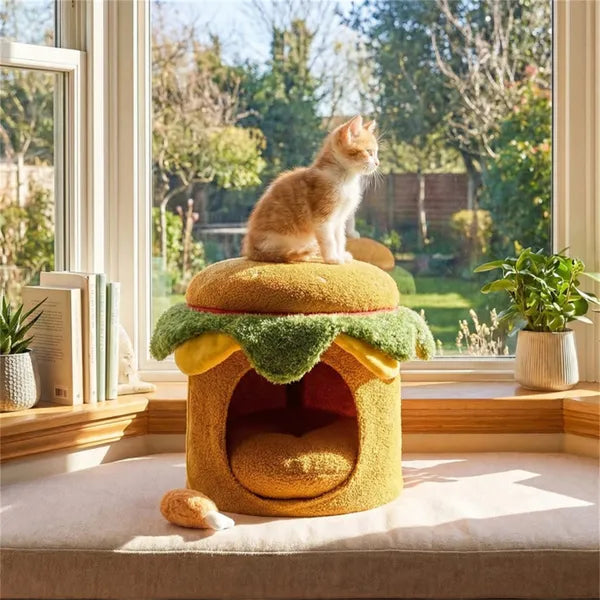 Cheeseburger Theme Cat Nest with Plush Toy