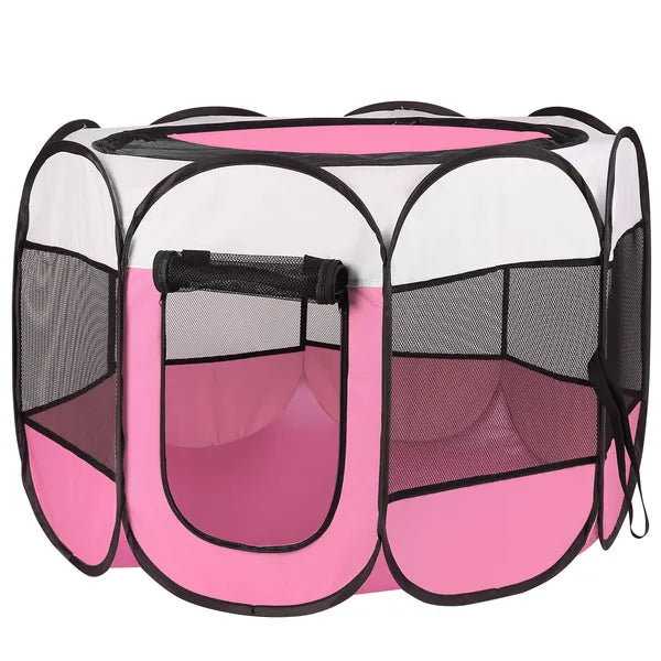 Portable Pet Playpen with Removable Zipper Top