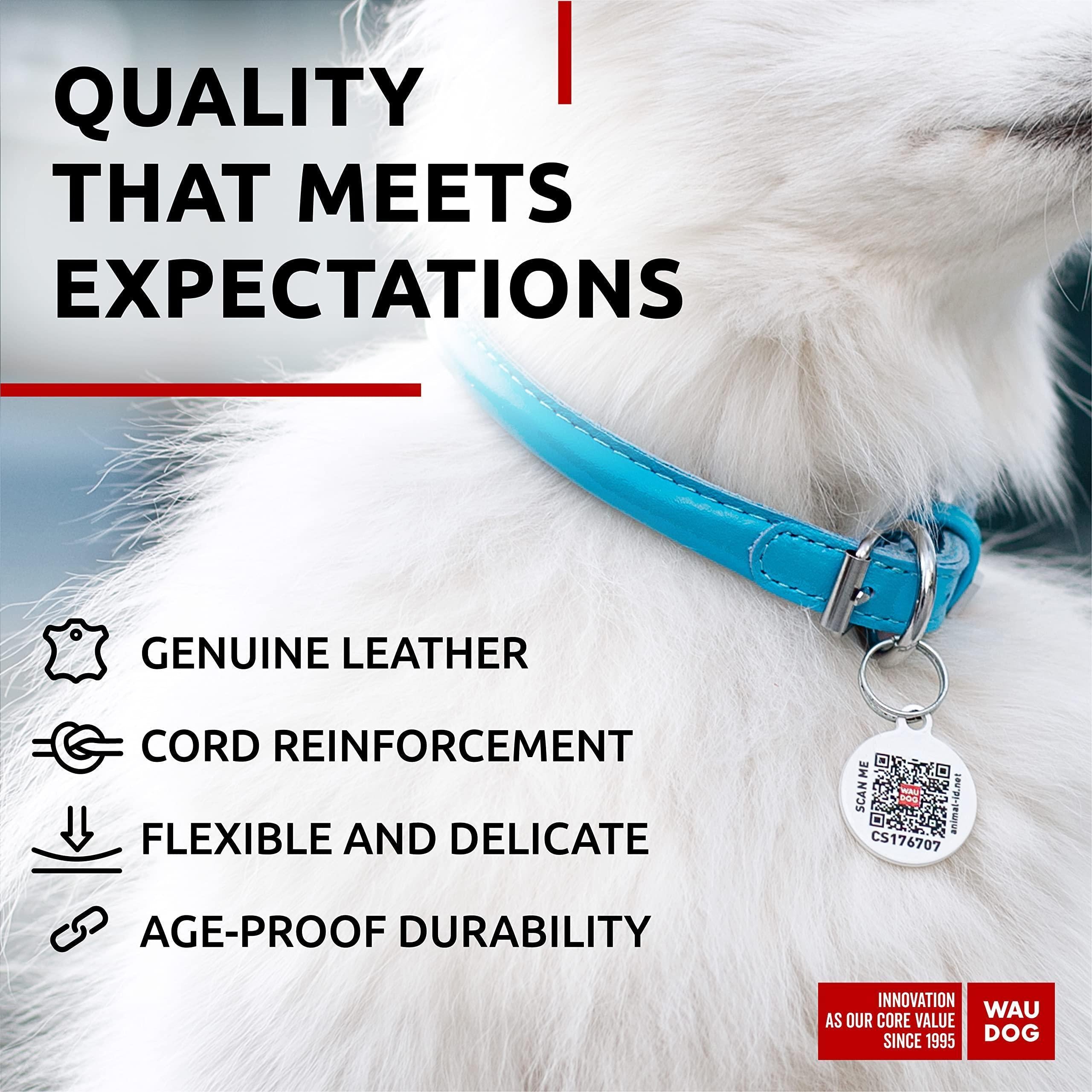 Rolled Leather Dog Collar, Ultra Soft Blue, 10-13 Inch Neck