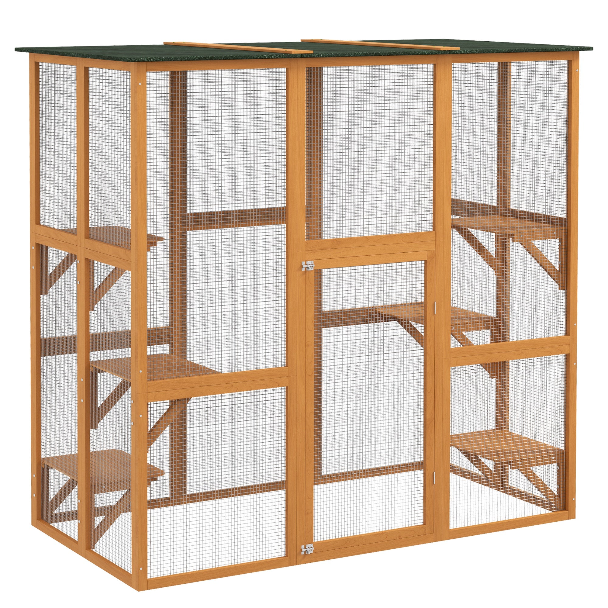 Outdoor Cat Enclosure, 71" L, 6 Ledges, Orange