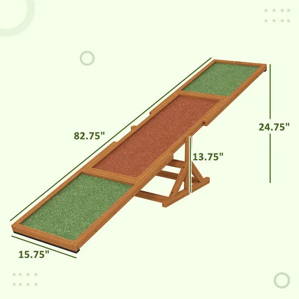 Wooden Agility Seesaw, Weather Resistant, 83 L x 16 W x 14 H
