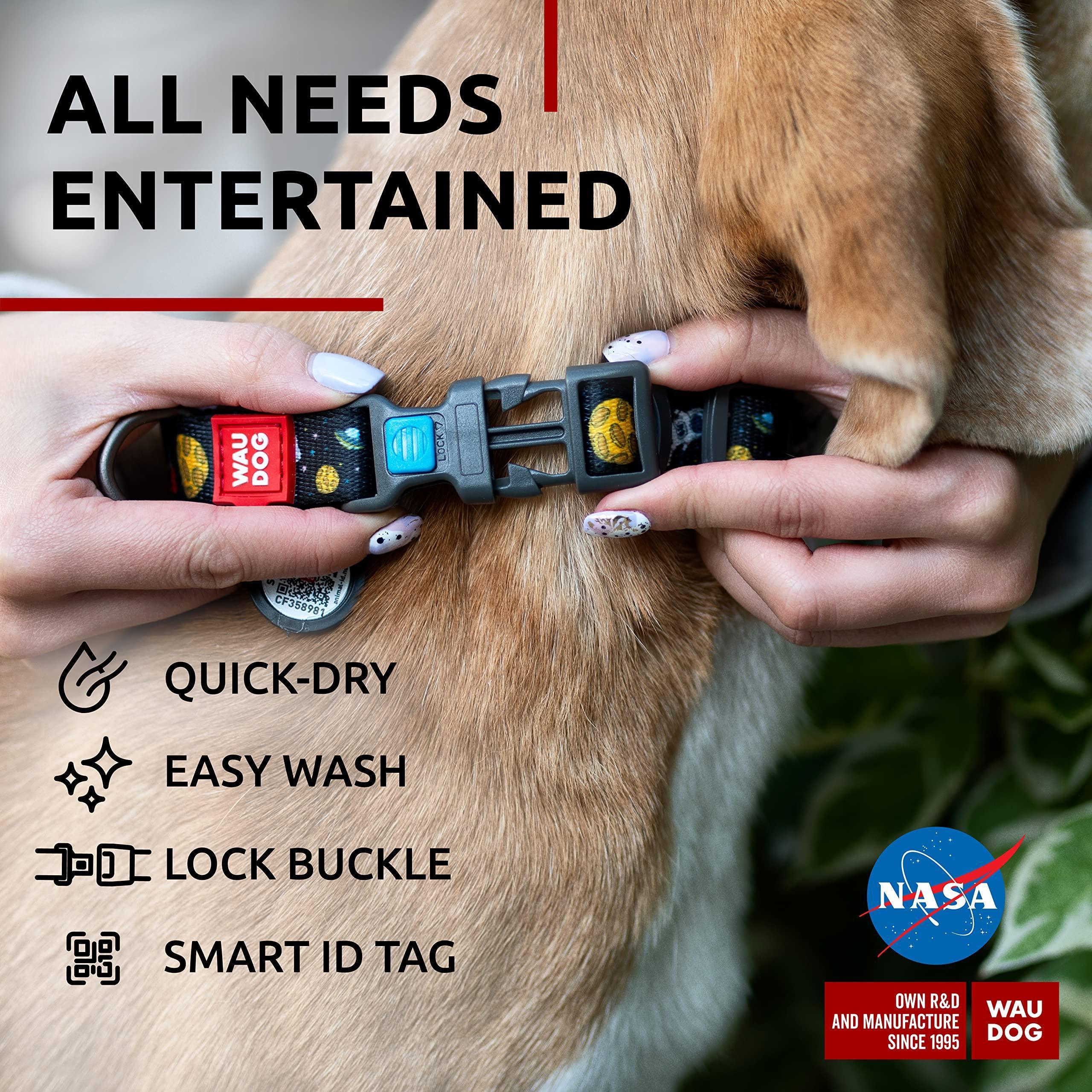 Adjustable Nylon Collar for Large Dogs, 12-19 in, NASA