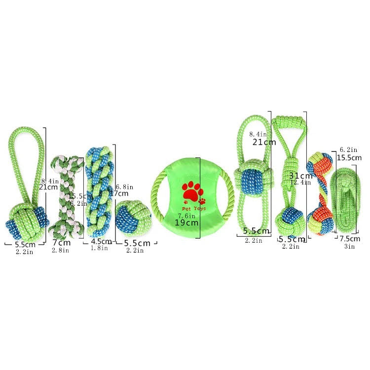 9-Piece Braided Cotton Rope Chew Toy Set