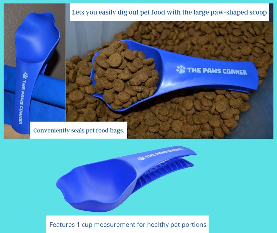 Paw-Shaped Pet Food Scoop and Bag Clip, 1 Cup