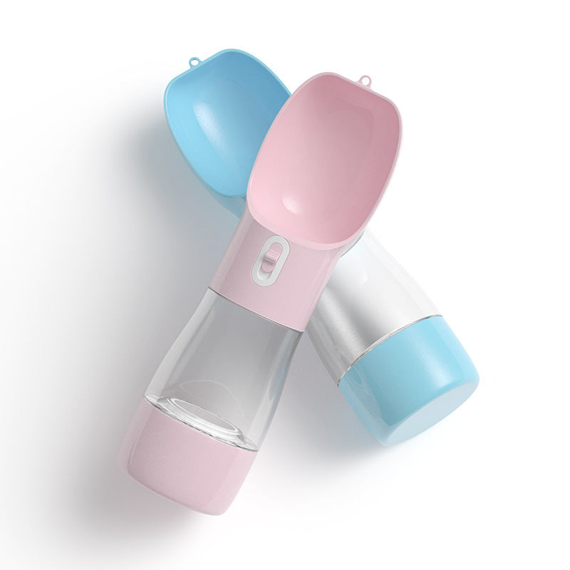 Dual-Compartment Pet Travel Bottle, 258ml Water & 200ml Food