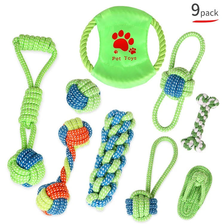 9-Piece Braided Cotton Rope Chew Toy Set