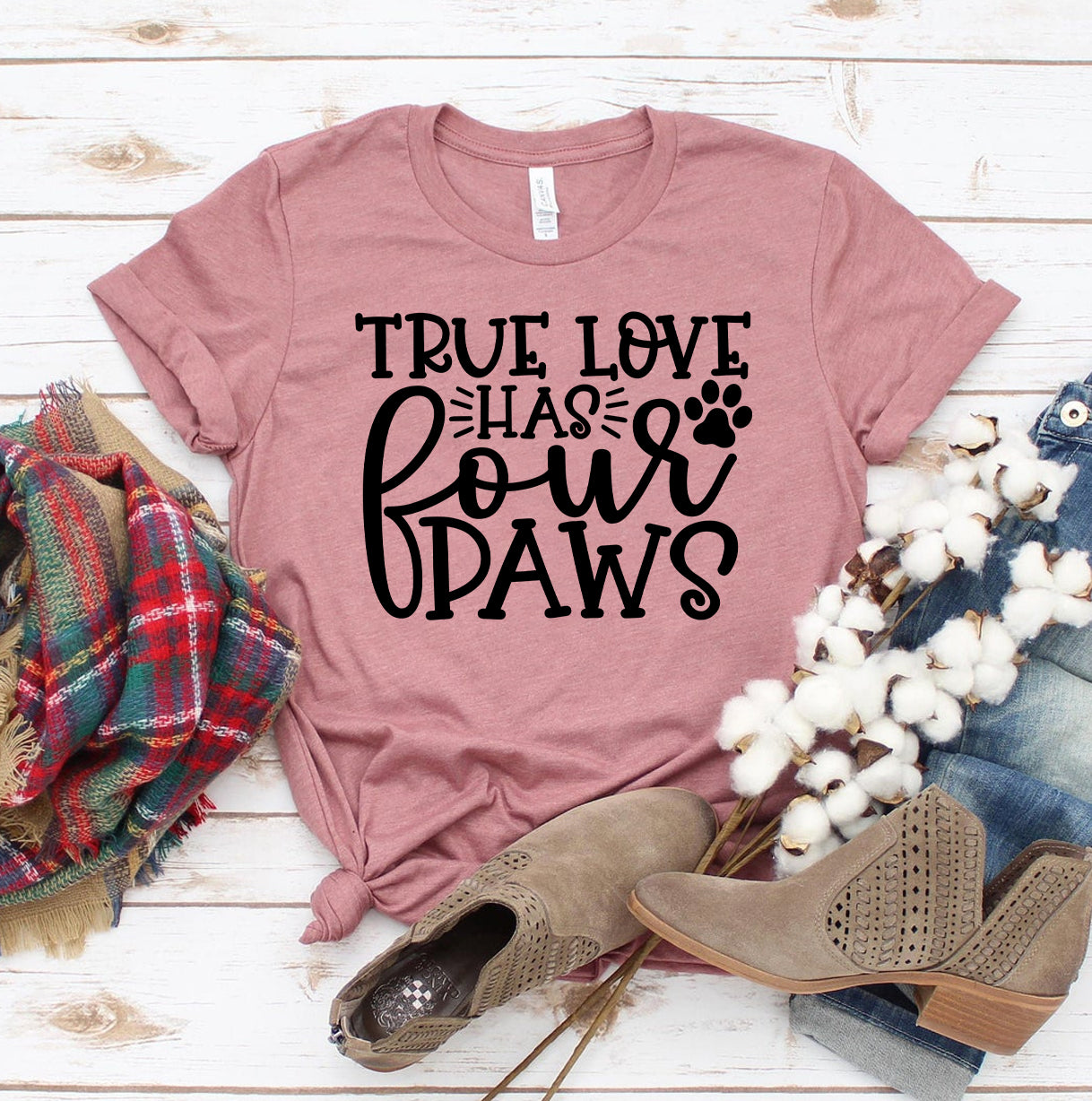 True Love Has 4 Paws Cotton T-Shirt
